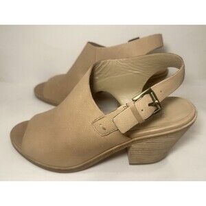 Eileen Fisher Leather Slingback Clog Sandals Beige Tan Women’s 9